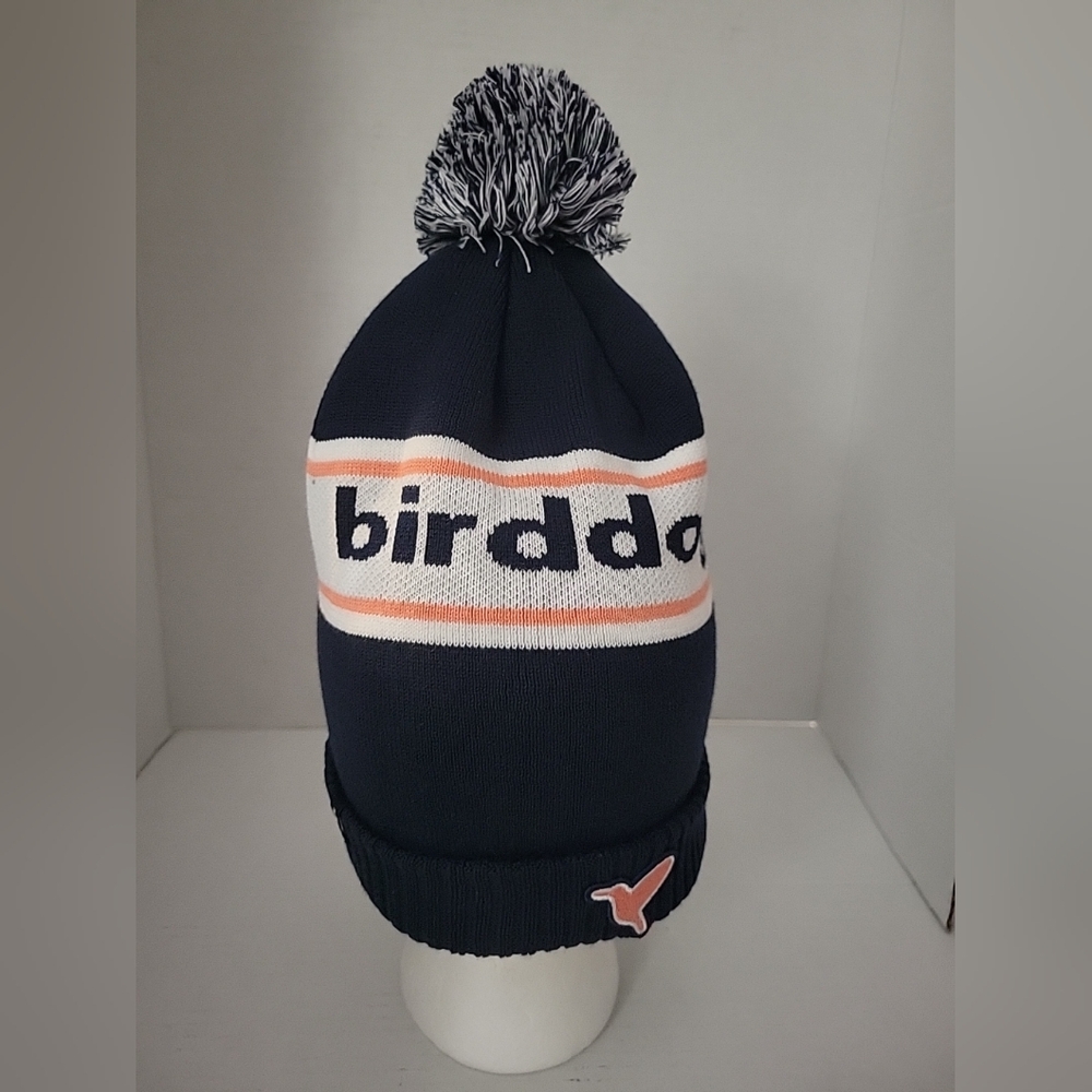 Birddogs Navy White Orange Logo Knit Winter Hat Pom Pom Beanie Outdoor Unisex